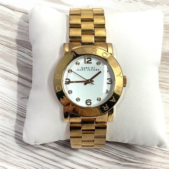 Marc Jacobs AMY Rose Gold Tone Stainless Steel Analog Crystal Wristwatch MBM3077 - Picture 1 of 10